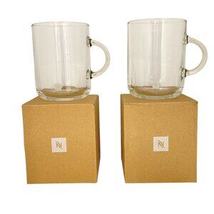 Set Of 2 Nespresso Clear Glass Coffee Mugs By Konstantin Grcic - Made In France